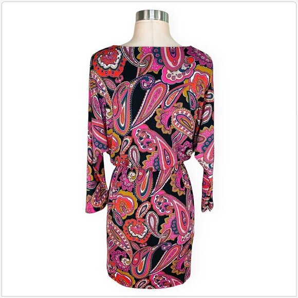 Trina Turk Birch Colorful Paisley Stretch Jersey Blouson Mini Dress NWT NEW M - Picture 4 of 6